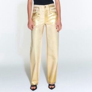 Zara Gold Straight Leg Jeans